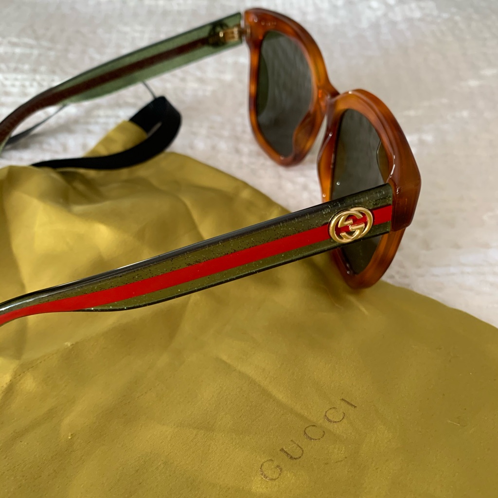 Gucci Gg0034s Sq Acetate Frame Glitter Temples